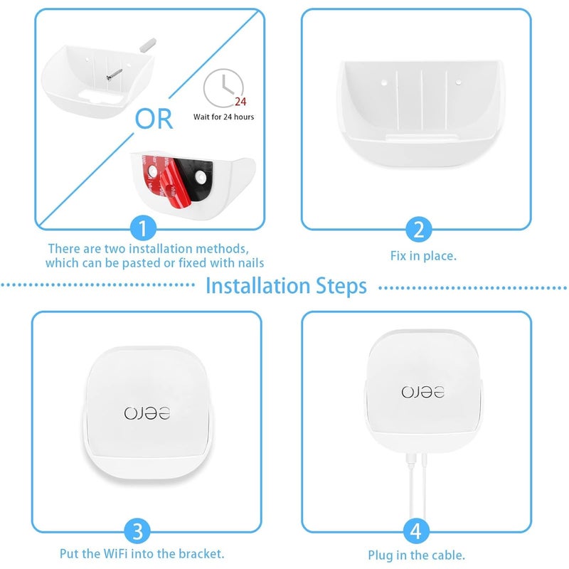 Huafly 1Pcs Screwless Wall Mount Bracket for eero 6+ WiFi, VHB Stick On Holder, Strong Adhesive Holder, No Tools No Drilling No Hole-White (eero 6+ Mount,1Pcs) - Image 4